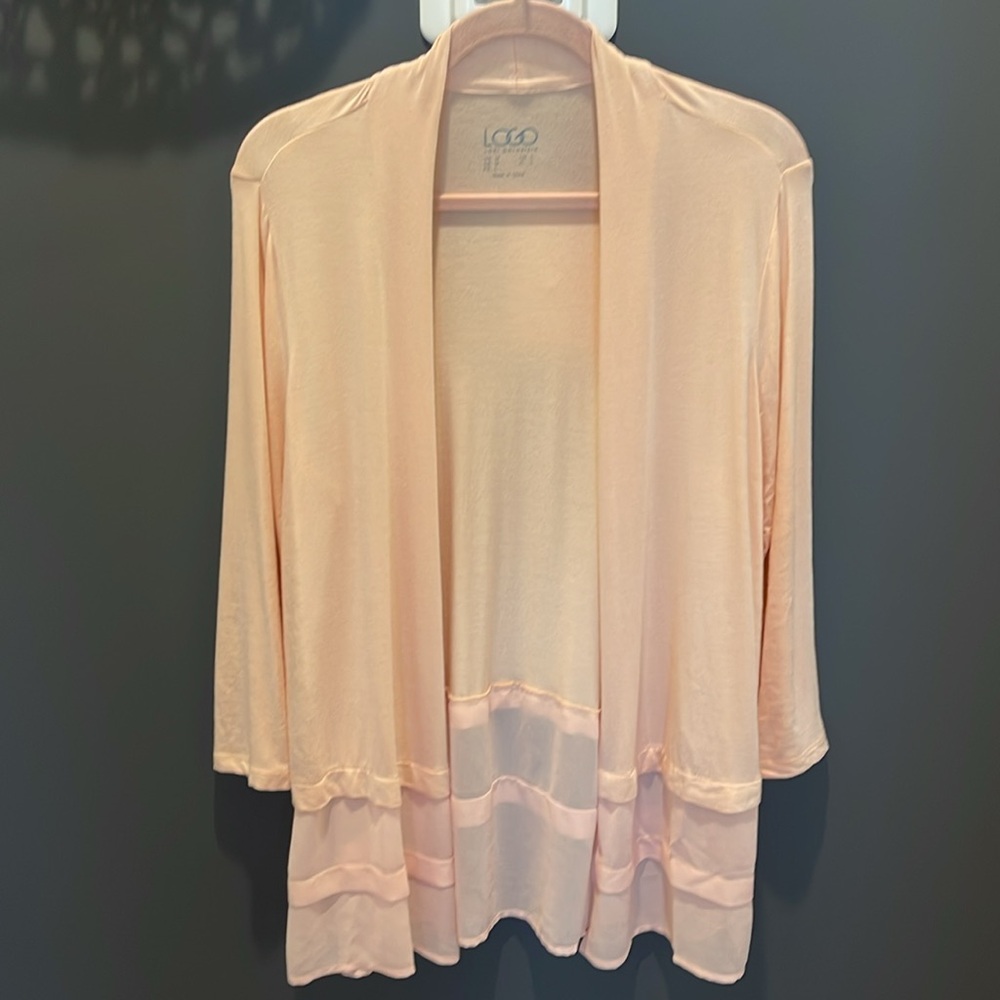 LOGO by Lori Goldstein Women's Soft Peach‎ Open Cardigan Medium